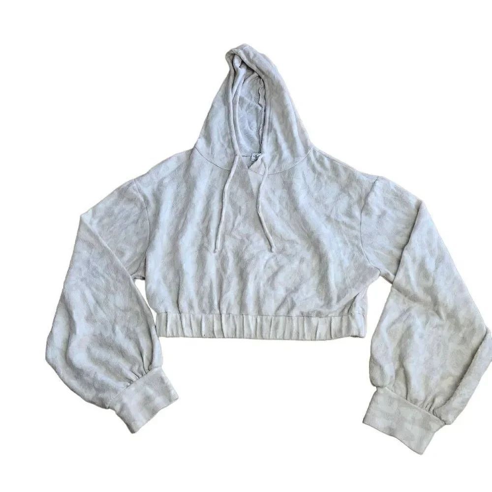 Lelis collection juniors Sz Small pink white camo crop hoodie sweatshirt